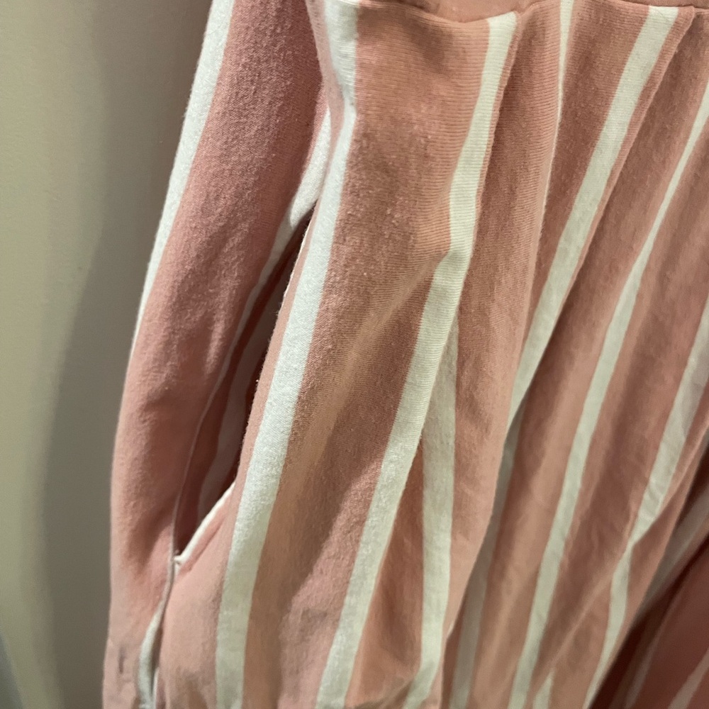 Amazon Women’s Pink and White Striped Maternity Midi Dress - Picture 4 of 4